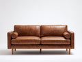 Sofás 2 plazas tapizados 180x88x85 cm - Marrón coñac - Efecto cuero envejecido con patas de madera