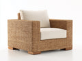 Sillones de ratán tejido 92x88x82 cm - Marrón natural-Blanco crema - Diseño moderno con reposabrazos anchos y asiento acolchado