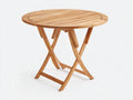 Mesas de jardín de madera maciza 90x90x75 cm - Marrón natural - Diseño redondo plegable