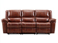 Sofás 3 plazas reclinable tapizado efecto cuero 225 x 98 x 102 cm - Marrón oscuro - Diseño acolchado con reposabrazos anchos y respaldo alto