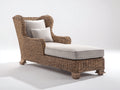 Tumbonas de ratán con cojín 205x82x100 cm - marrón y beige - respaldo alto con reposabrazos y diseño clásico