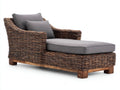Tumbonas de ratán 195 x 80 x 90 cm - marrón y gris - diseño envolvente con reposabrazos y superficie acolchada