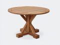 Mesas de jardín de madera maciza 120x120x75 cm - Marrón claro - Mesa redonda con base reforzada