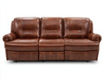 Sofás 3 plazas tapizado 220x97x102 cm - marrón coñac - diseño clásico con respaldo acolchado y costuras decorativas