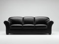 Sofás 3 plazas tapizado 215 x 95 x 88 cm - negro - sofá de cuero con respaldo acolchado y brazos curvos