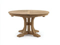 Mesas de jardín redonda de madera maciza 120x120x75 cm - Madera natural - Diseño clásico con tablero de listones y base central de 4 apoyos