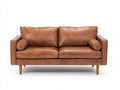 Sofá 2 plazas tapizado en cuero 175 x 90 x 82 cm - Marrón coñac - diseño moderno con patas de madera