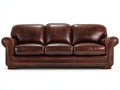 Sofás 3 plazas tapizado 222x96x91 cm - marrón oscuro - diseño clásico con reposabrazos curvos y detalles de tachuelas