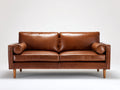 Sofás 2 plazas tapizados 182x88x84 cm - Marrón-Madera natural - Diseño moderno con acabado efecto cuero y patas altas