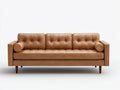 Sofás 3 plazas tapizado efecto cuero 218x90x84 cm - Marrón caramelo - Diseño moderno con respaldo capitoné y patas de madera