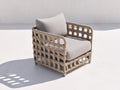 Sillones de ratán 85x80x80 cm - Beige-Gris claro - Diseño moderno con estructura trenzada abierta