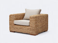 Sillones de ratán con estructura trenzada 92 x 88 x 80 cm - Ratán natural-Beige - Diseño amplio de 1 plaza con reposabrazos y asiento acolchado
