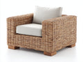 Sillón de ratán 94 x 88 x 80 cm - natural y blanco crema - asiento acolchado con brazos anchos