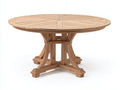 Mesas de jardín redonda de madera 150 x 150 x 75 cm - Madera natural - Diseño rústico con tablero radial y base central reforzada
