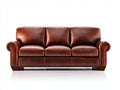Sofás 3 plazas tapizado 214 x 94 x 87 cm - marrón rojizo - sofá de cuero con respaldo acolchado y brazos curvos clásicos