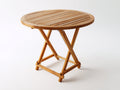 Mesas de jardín redonda de madera maciza 90x90x75 cm - Madera natural - Diseño plegable con tablero de listones